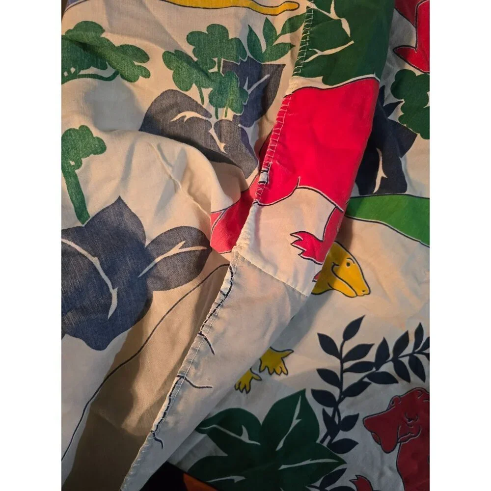 Vintage 80s Dinosaur Sheets Set Flat Fitted T-rex